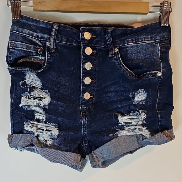 Aeropostale Dark Blue Size 4 Distressed Jean Shorts - Picture 1 of 8